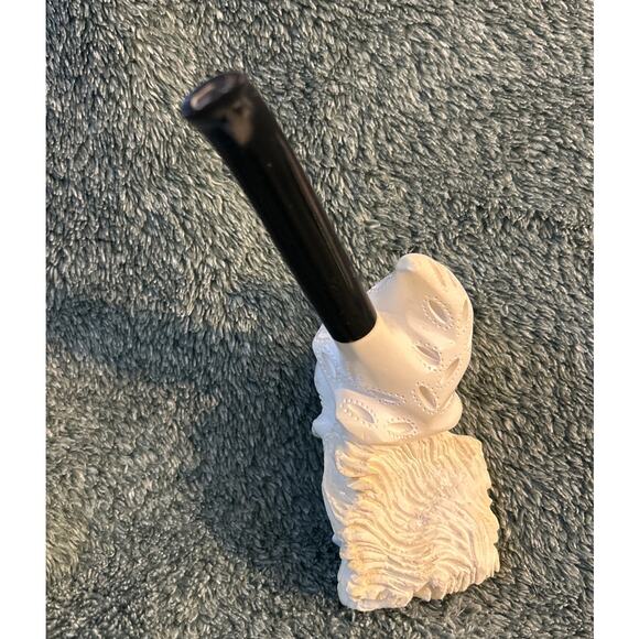 Unused Meerschaum Pipe Hand Carved Bearded Man Smoking Pipe - Picture 5 of 10